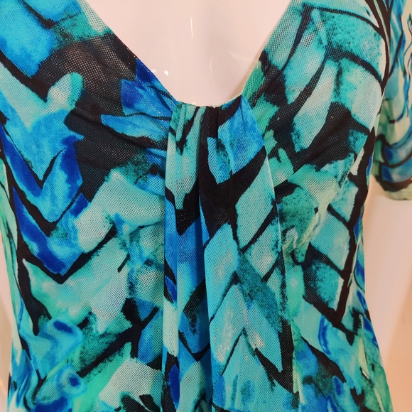 Kenneth Cole Blue Teal Low Plunging Drape Neckline - Picture 3 of 7